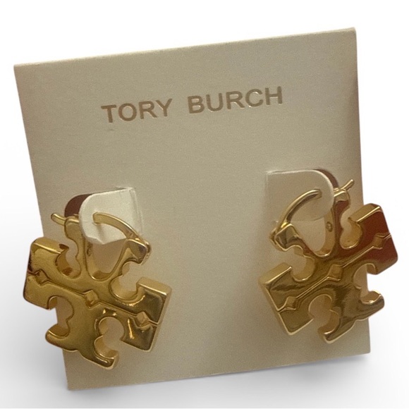 Tory Burch Gold Logo Stud Earrings - Picture 2 of 5